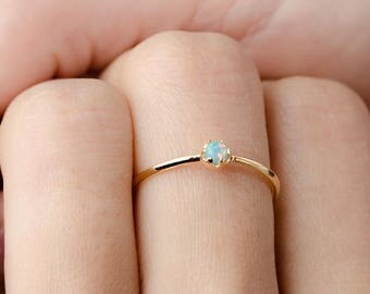 Opal Ring, Gold Vermeil, Sterling Silver, Lab Opal Midi Ring, Hand Made Minimalist Jewelry, Gift for Her, Lunaijewelry, RNG040O03