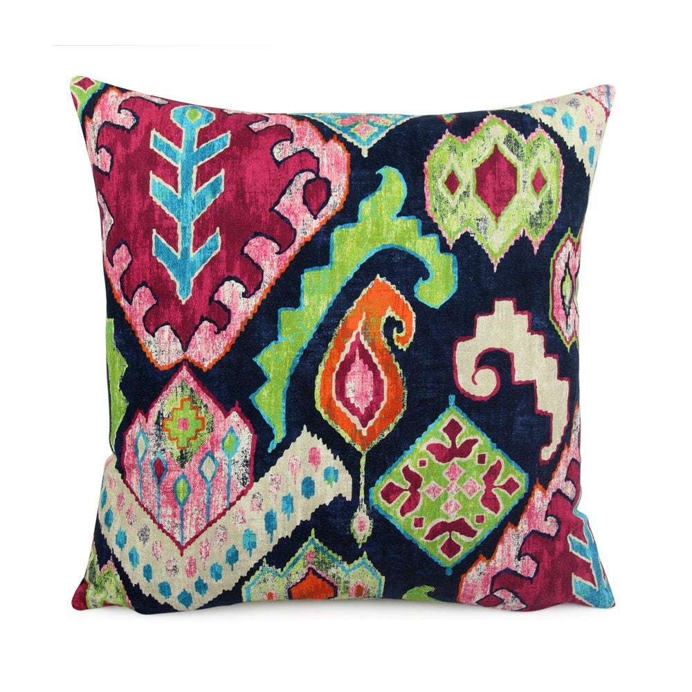 Dark Blue Colorful Southwestern Pillow Cover 18x18 20x20