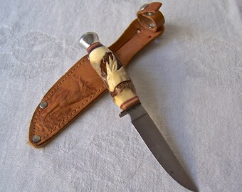 Vintage Hunter's Knife Baron Solingen Germany Original Case Made in USA Vintage 1980s
