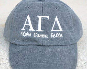 Alpha Gamma Delta with script baseball cap