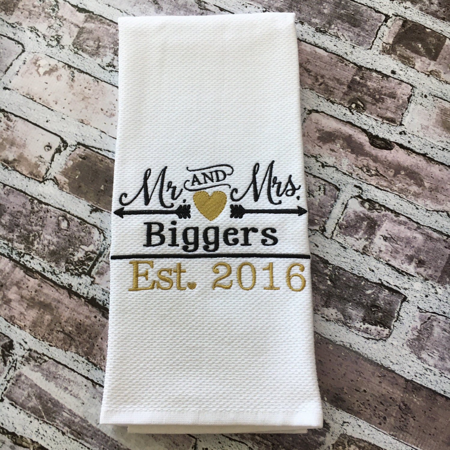 Personalized Kitchen Towel Wedding Gift Dish Towel by NolaBows