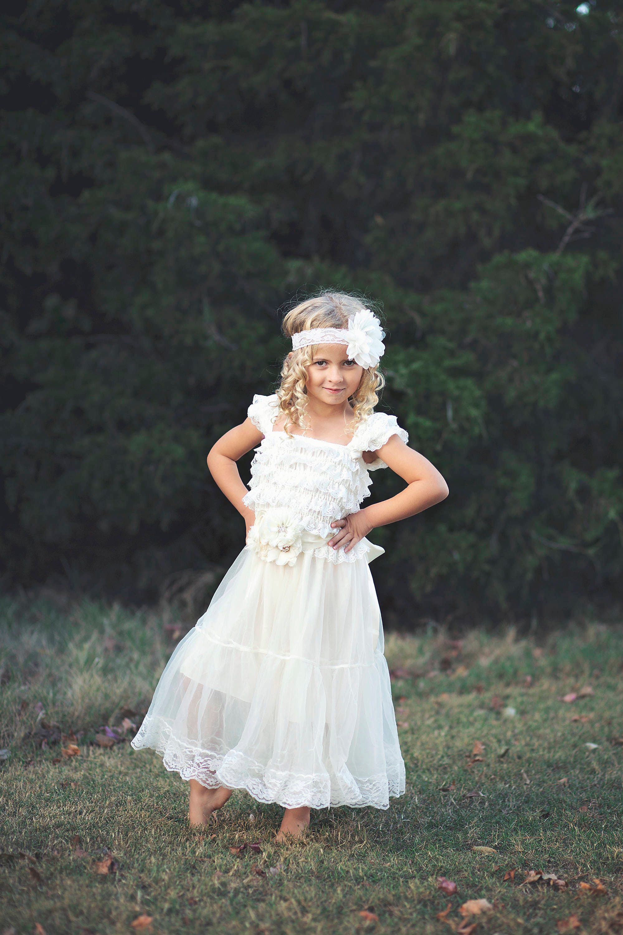 lace ivory flower girl dress flower girl dresses for rustic