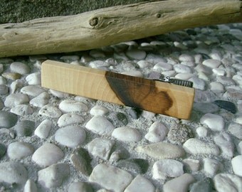 TIE CLIP - Wooden Spalted MAPLE Tie Bar, Handmade Tie Clip