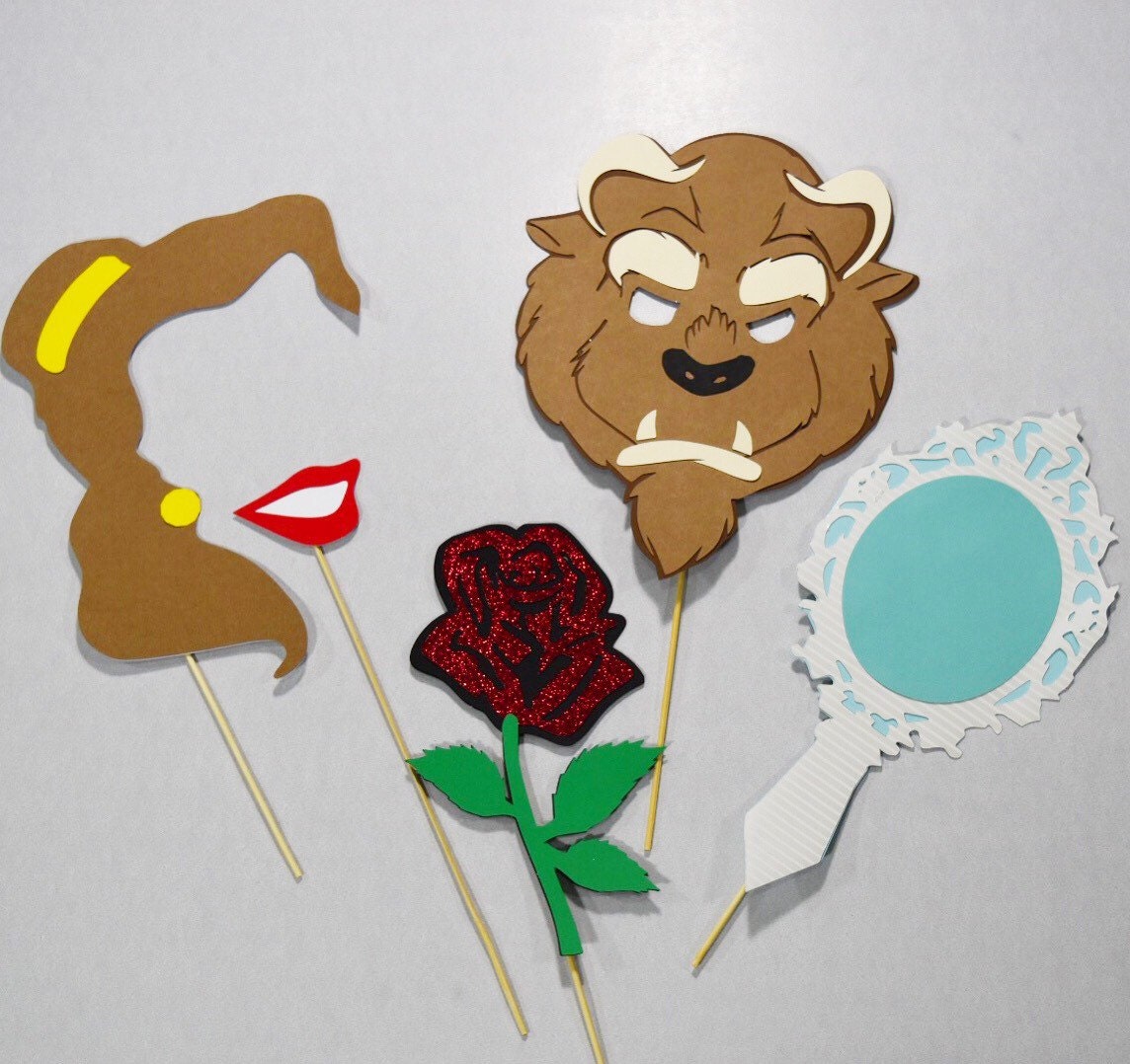 Beauty and the Beast photo booth props 5 piece disney