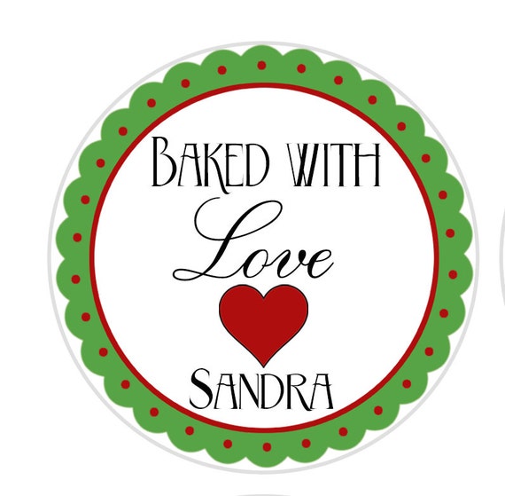 24 stickers baked with love labels cookie stickers baking