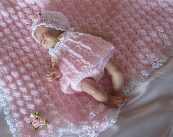 Crochet doll set to fit 7"-8" clay baby doll/tiny silicone reborn baby