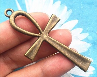 10pc 55x29mm antiqued Bronze Large cross charms findings