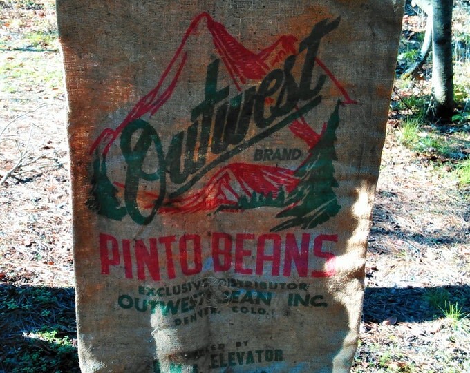 Vintage Outwest Burlap Sack - Pinto Beans Sack - Colorado Burlap