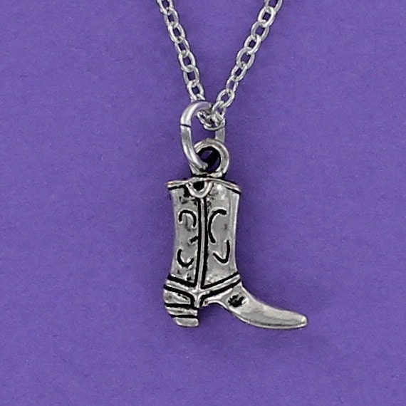 COWBOY BOOT Necklace Pewter Charm on a FREE Cable Chain