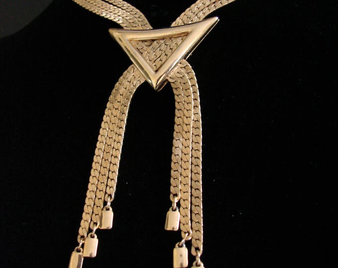 Vintage Monet Tassel Goldtone Necklace / Multi Chain / Snake Chain / Jewelry / Jewellery