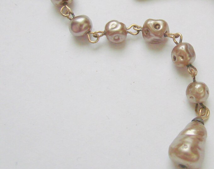 1940s Faux Baroque Pearl Bead Choker Necklace / Vintage Jewelry / Jewellery