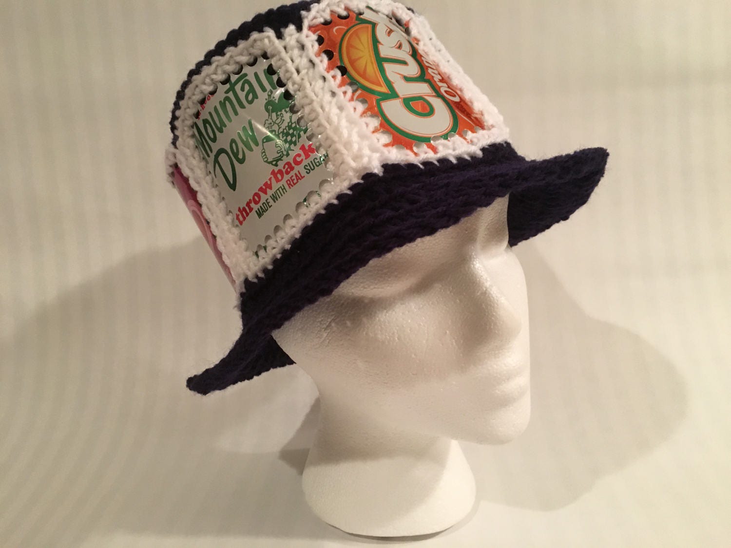 Recycled crocheted soda can hat