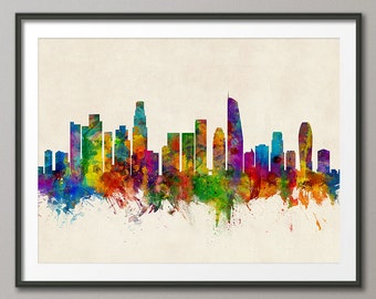 Los Angeles Skyline, Los Angeles California Cityscape Art Print (2655)