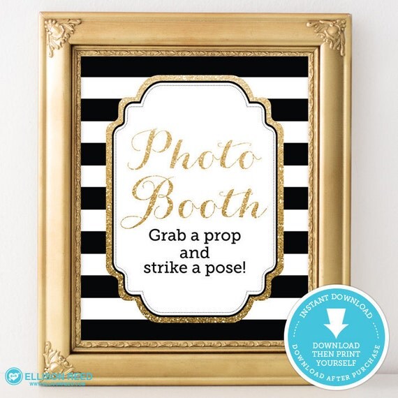 Photo booth sign - Black and Gold photo booth sign - black and gold wedding - wedding sign - bridal shower decoration - baby shower decor Il_570xn