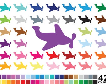 50% OFF SALE Rainbow Airplane Clipart - Digital Vector Airplane, Plane Clipart, Colorful Airplane Clip Art for Personal and Commercial
