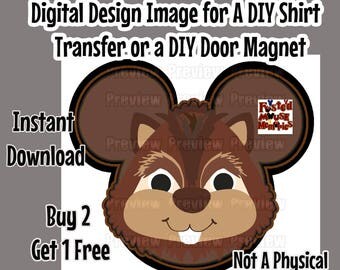 Chip Mickey Head Printable Iron On Transfer Mickey Ears Mouse Head Shirt Transfer Matching Shirts DIY Disney Shirt Chip Clip Art Chipmunk