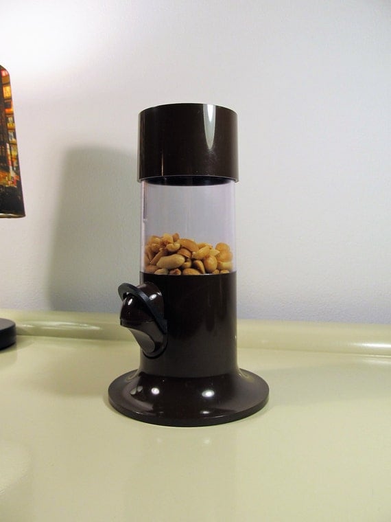 Vintage Peanut Dispenser Brown Plastic Scandinavian Dispenser