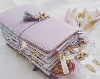 Lilac Leather Traveler's Notebook Cover NAYAdori /Midori style notebook cover/ Leather Journal / Fauxdori- Wide Fit