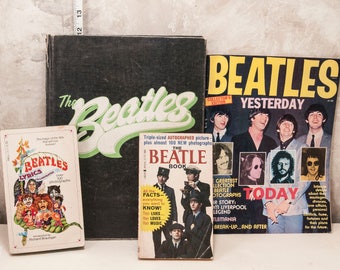 Collection of 4 vintage Beatle books. 1964-1975. Paperbacks, magazine, hardcover