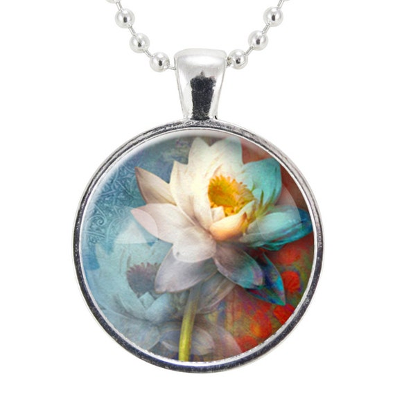 Lotus Blossom Necklace Zen Yoga Jewelry Buddhist Charm