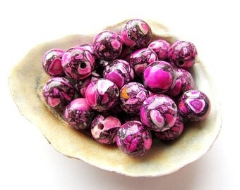20 Pink Mosaic Turquoise Beads 8 mm Round Pink Beads Natural Stone Beads Craft Supplies Jewelry Supplies