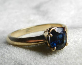 Sapphire Engagement Ring 18K Genuine Blue Sapphire Ring 18K Yellow Gold Ring Anniversary Gift September Birthday Gift