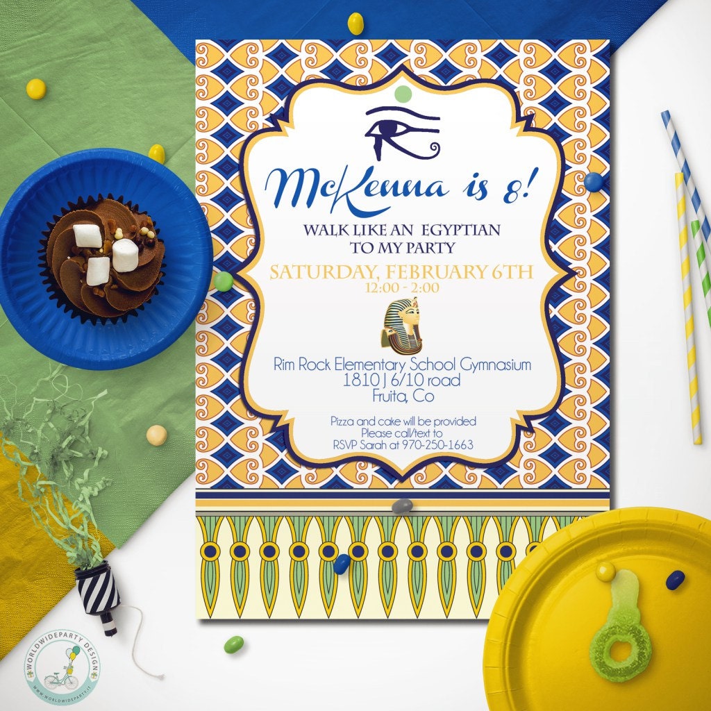 Egypt Party Invitation hiero glyphs invitation walk like