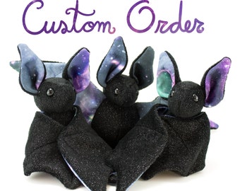 Custom Order - Galaxy Bat Plush Toy, Stuffed Animal Bat, Plush Toy - Chose Your Colors