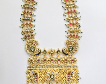 Vintage antique solid 20K Gold handmade jewelry precious gemstones Necklace