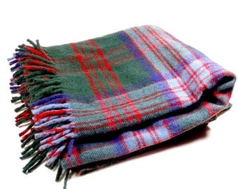 Troy Robe Plaid Wool Blanket Throw - Picnic Stadium Throw - Plaid Blanket - Cozy Cabin Decor