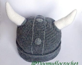 Viking horned helmet bonnet for adults