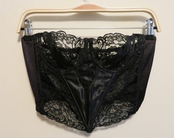 Bra bustier corset black satin lace pinup Christian Dior lingerie 36 B