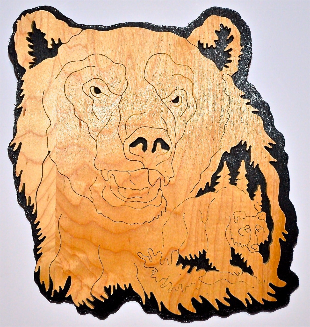 Nature's Majesty Grizzly Bear Scroll Saw Wall Plaque