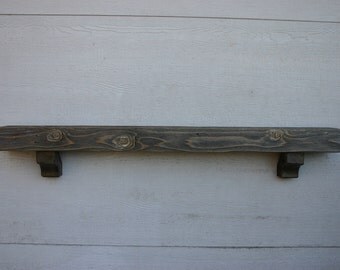 60" Rustic Fireplace Mantle. Reclaimed Cedar Wood Mantle Style Display Wall Shelf. Log Cabin Mantle. FREE SHIPPING