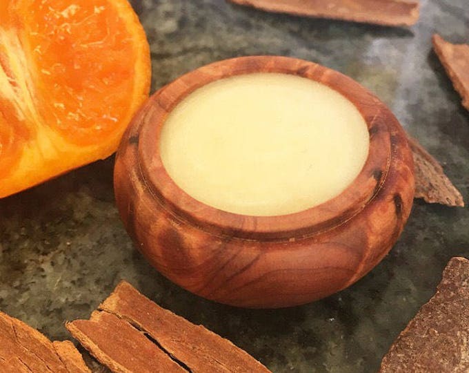 Organic Cinnamon and Sweet Orange Vegan Lip Balm by Natural Wisdom.