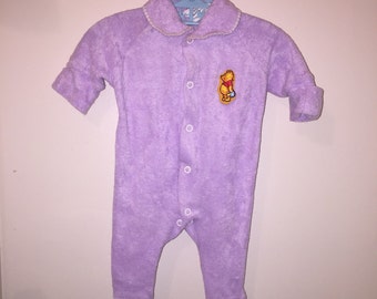 VTG Winnie The Pooh Purple Sleeper Newborn Babygirl