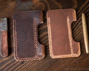 EDC pocket knife and pen case "the EDC1" in Horween Dublin veg tanned leather - brown or natural