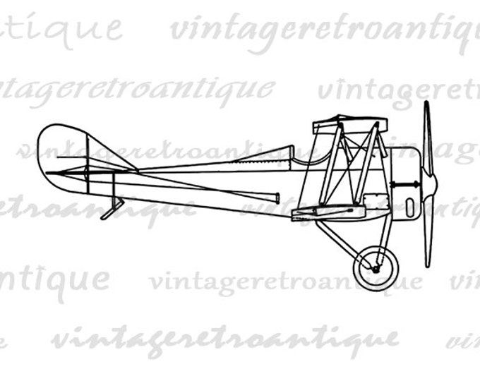 Printable Airplane Image Antique Airplane Digital Image Vintage Plane Art Download Graphic Antique Clip Art Jpg Png Eps HQ 300dpi No.1562