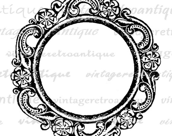 Printable Digital Elegant Circle Frame Graphic Design Illustration Download Image Vintage Clip Art Jpg Png Eps HQ 300dpi No.1146