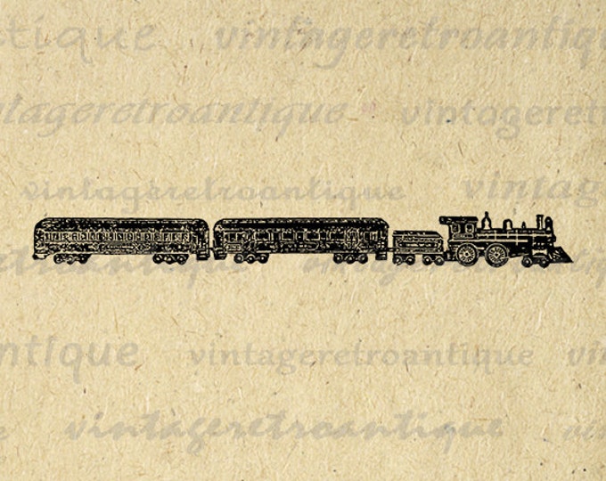 Digital Graphic Antique Train Locomotive Image Printable Download Vintage Clip Art Jpg Png Eps HQ 300dpi No.1733