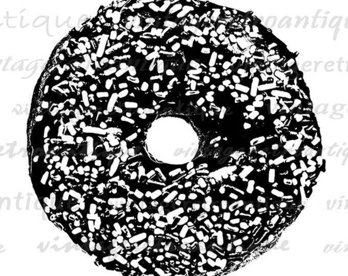 Donut with Sprinkles Printable Image Graphic Illustration Download Digital Vintage Clip Art for Transfers Printing etc HQ 300dpi No.1988