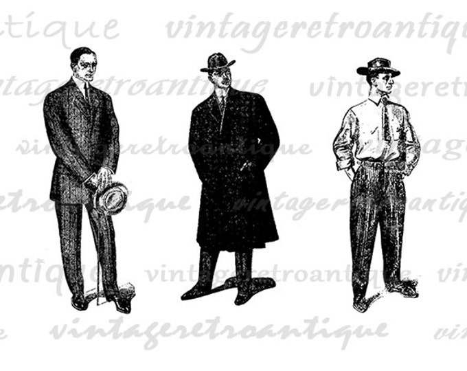 Printable Old Fashioned Businessmen Digital Download People Men Graphic Image Vintage Clip Art Jpg Png Eps HQ 300dpi No.1206