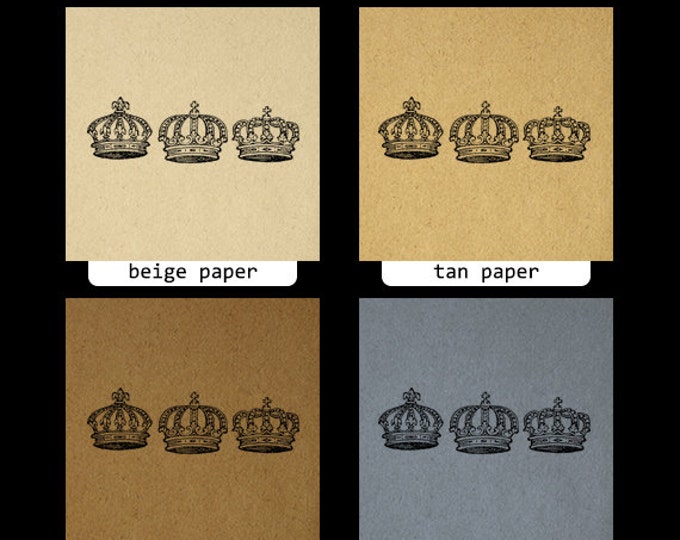 Three Crowns Image Printable Download Royal King Crown Graphic Collage Sheet Digital Antique Clip Art Jpg Png Eps HQ 300dpi No.674