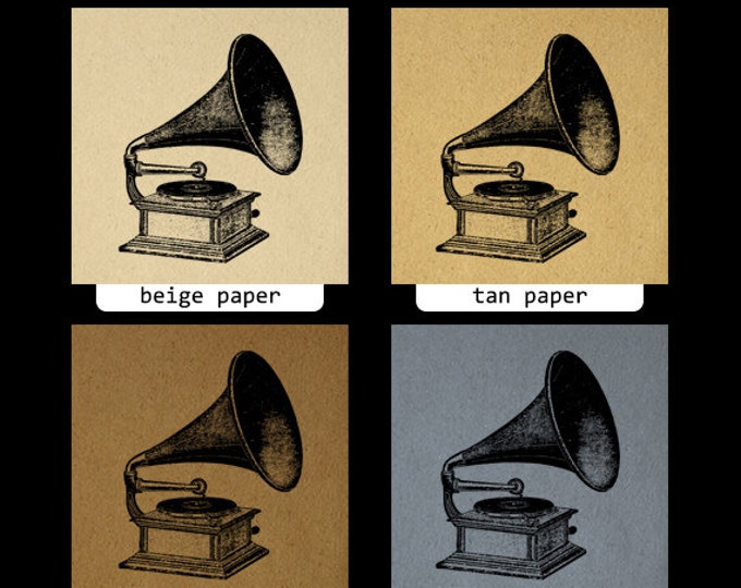 Printable Antique Phonograph Digital Graphic Music Player Download Image Vintage Clip Art Jpg Png Eps HQ 300dpi No.1287