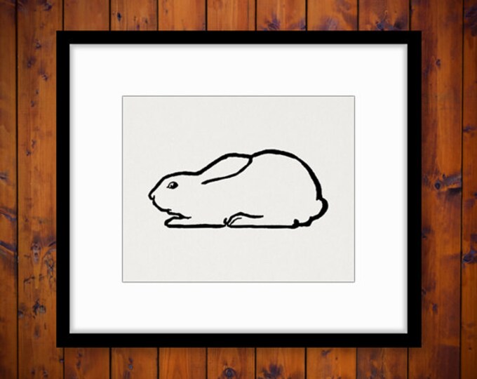 Digital Image Bunny Rabbit Graphic Illustration Printable Download Antique Clip Art Jpg Png Eps HQ 300dpi No.3291