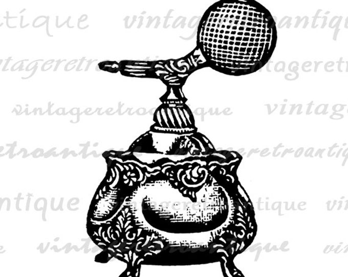 Printable Digital Ladies Perfume Atomizer Image Antique Illustration Download Graphic Artwork Jpg Png Eps HQ 300dpi No.1318