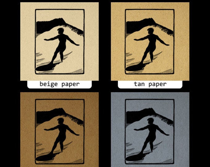 Surfing Silhouette Graphic Digital Printable Download Image Artwork Vintage Clip Art Jpg Png Eps HQ 300dpi No.2193