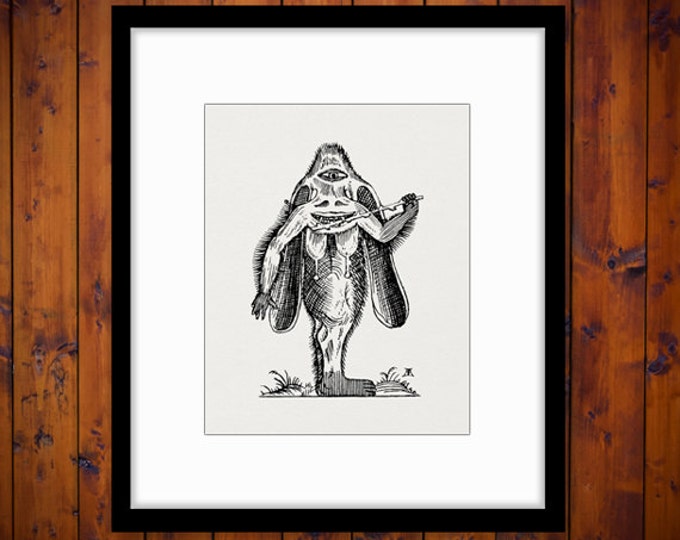 Printable Cyclops Monster Antique Digital Download Image Graphic Vintage Clip Art Jpg Png Eps HQ 300dpi No.520