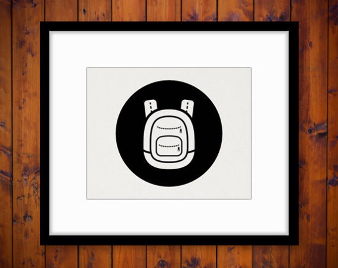 Printable Digital Backpack Icon Image School Education Download Back to School Graphic Vintage Clip Art Jpg Png Eps HQ 300dpi No.4387