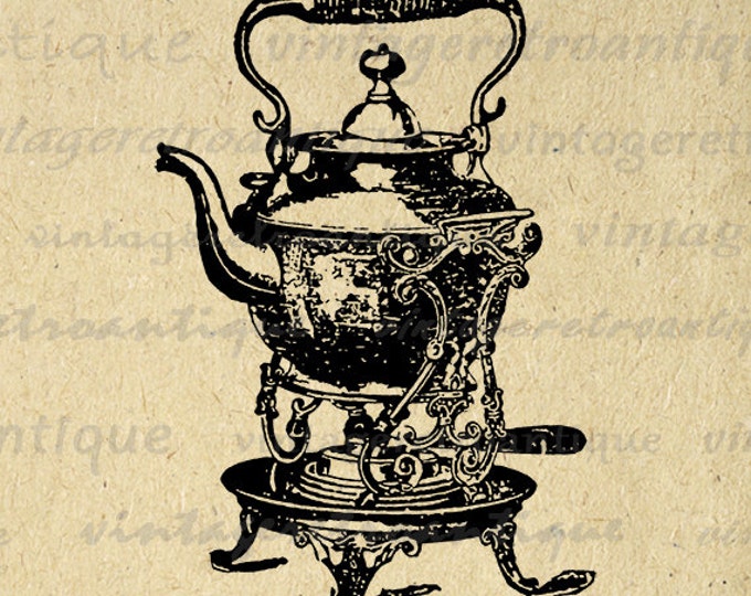 Printable Image Fancy Tea Kettle Antique Digital Tea Pot Download Teapot Graphic Vintage Clip Art Jpg Png Eps HQ 300dpi No.1749